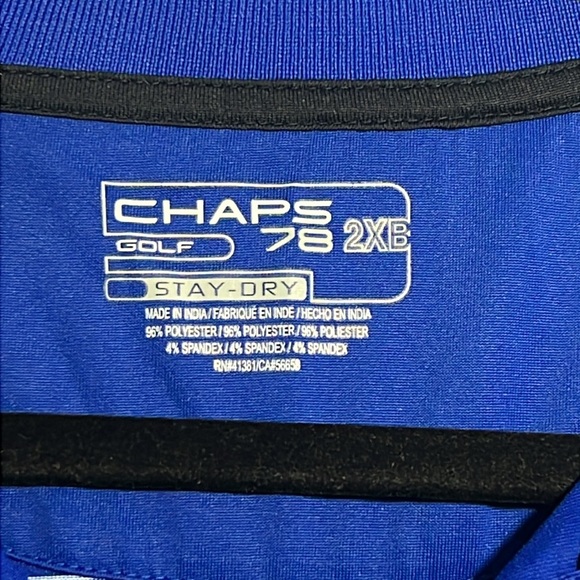 CHAPS 78 GOLF Men’s Stay Dry Polo Shirt - Blue with white stripes- Size 2XB - Picture 3 of 6